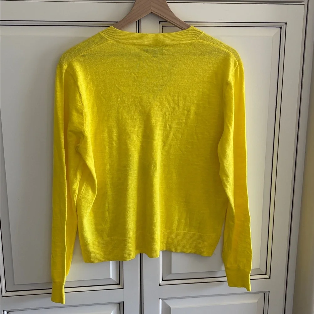 J Crew‎ Yellow Cotton Lightweight Vneck Sweater Beach Travel Sun Women’s Medium